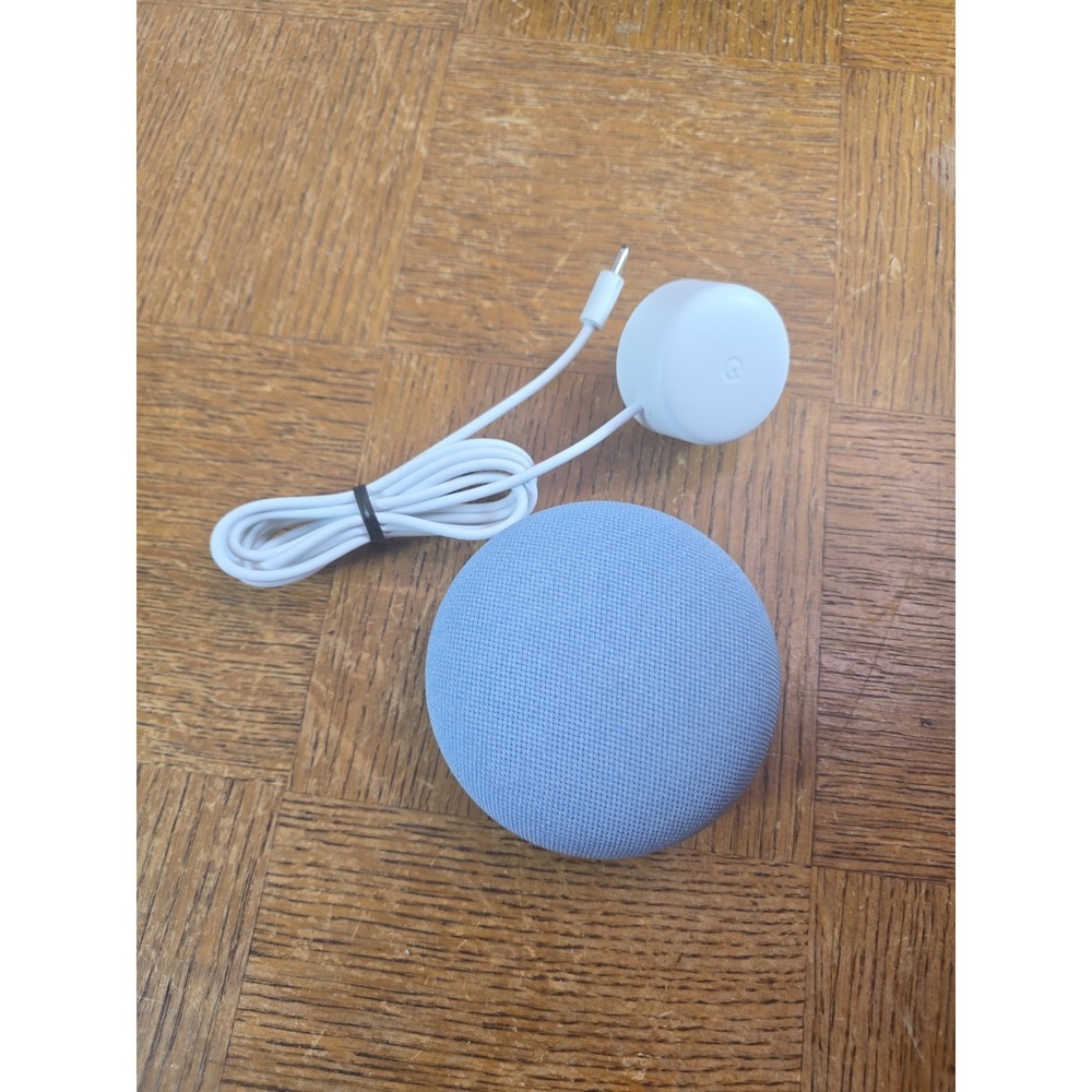GOOGLE NEST MINI 2nd Gen Smart Speaker Light Blue w/ Cable - Tested & Reset